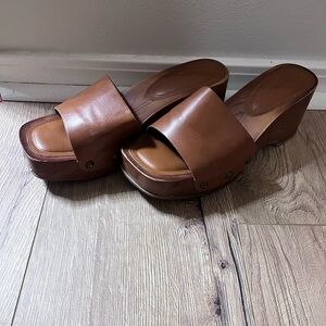Brown platform sandals